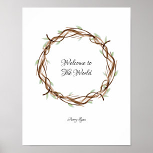 Baby Shower Fingerabdruck Kranz, Willkommen Poster