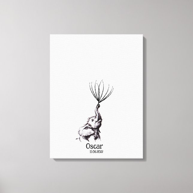 Baby Shower Fingerprint Gästebuch - Leinwand (Vorderseite)