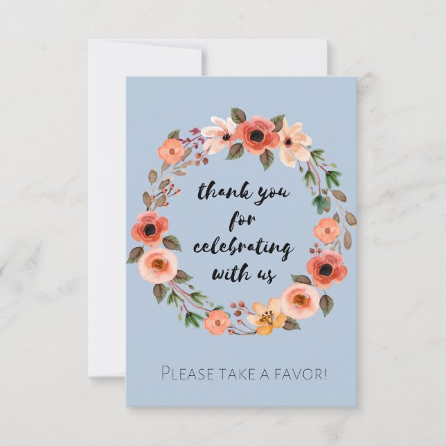 Baby Shower Floral Gevor Sign Vielen Dank Einladung (Vorderseite)