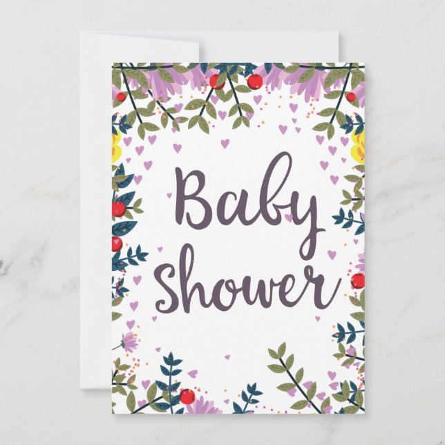 Baby Shower Floral Invite Einladung (Rückseite)