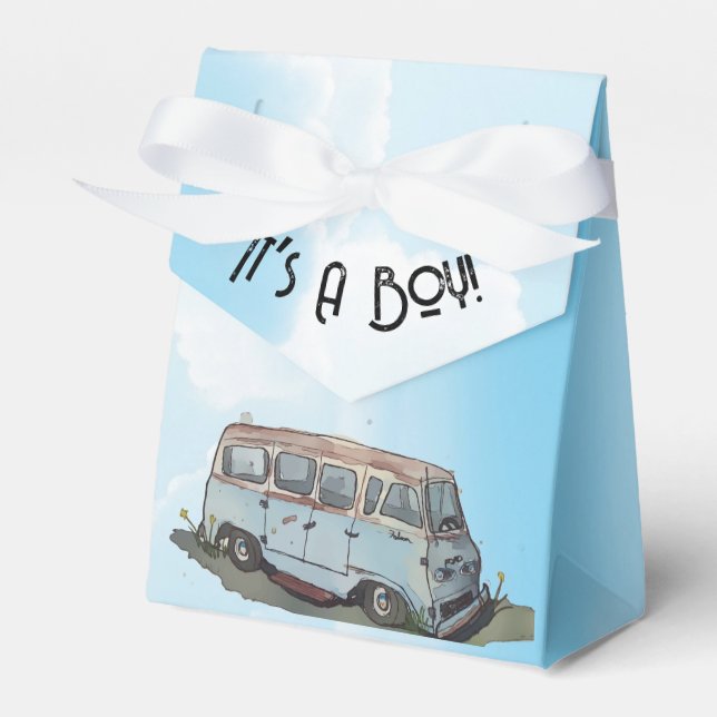 Baby shower for a boy, van and sedan geschenkschachtel (Vorderseite)