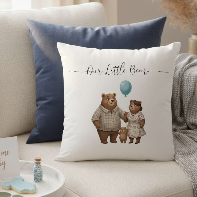 Baby Shower for Boy – Blue Balloon Teddy Bear  Kissen (Von Creator hochgeladen)