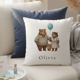 Baby Shower for Boy – Blue Balloon Teddy Bear  Kissen