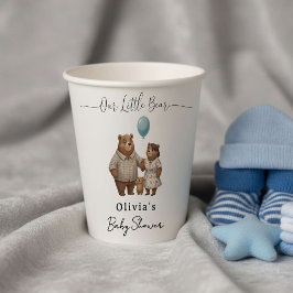 Baby Shower for Boy Blue Balloon Teddy Bear   Pappbecher