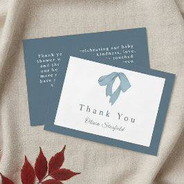 Baby Shower for Boy – Blue Bow , Customizable Dankeskarte