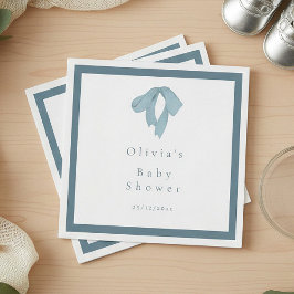 Baby Shower for Boy – Blue Bow, Customizable Serviette