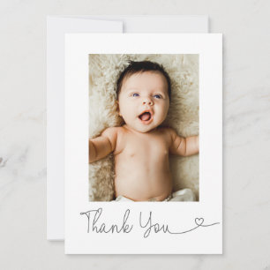 Baby-Shower-Foto Herz Moderne Schrift Dankeskarte