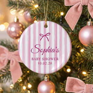 Baby Shower Foto mit hellrosa gemalten Streifen Keramik Ornament