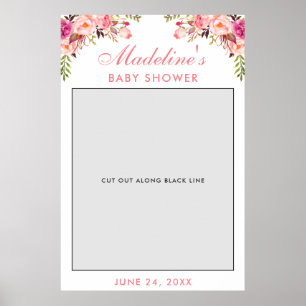 Baby-Shower-Fotobooth-Requisite   Rosa Blumen Poster