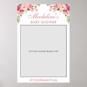 Baby-Shower-Fotobooth-Requisite Rosa Hauch Flora Poster