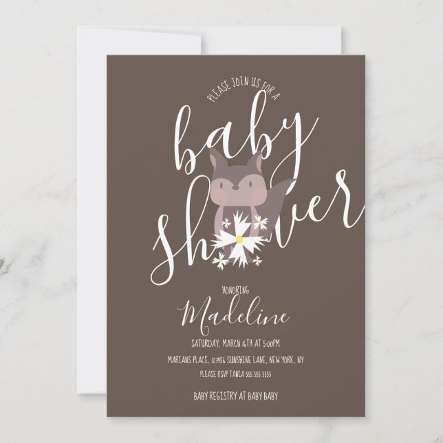 Baby Shower Fox Bohemische Einladung (Vorderseite)