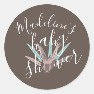 Baby Shower Fuchs Boheme Federn Runder Aufkleber