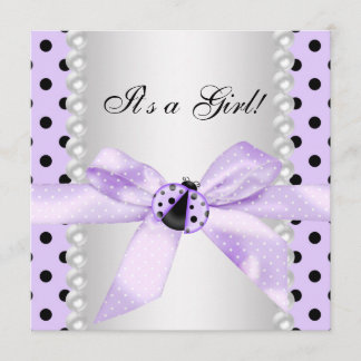 Baby Shower für das lila Marienkäferchen Einladung