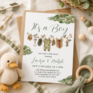 Baby Shower für Jagdbuben Einladung