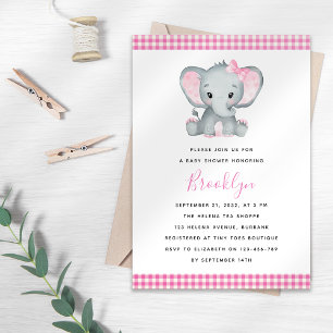 Baby Shower für rosa Elefant Einladung