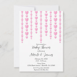 Baby Shower für rosa Herzen-Paar Einladung