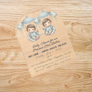 Baby Shower für wertvolle Zwillingsjungen Acryleinladungen