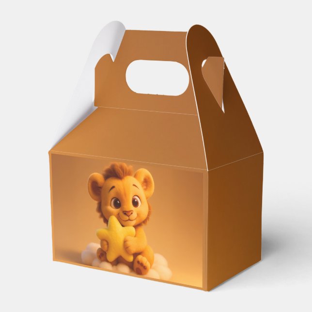 Baby Shower Gable Favor Box – Little Lion & Star Geschenkschachtel (Vorderseite)