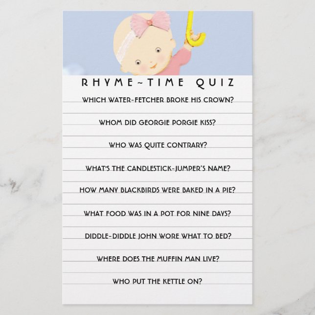 Baby Shower Game Advisor Cards (Vorderseite)