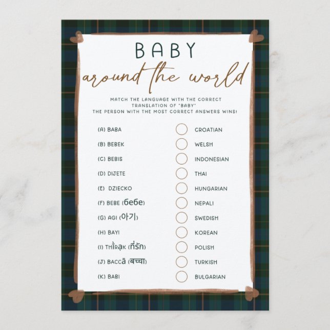 Baby Shower Game – Baby Translations (Vorderseite)