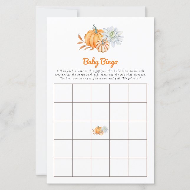 Baby Shower Game Bingo Little Pumpkin Fall Niedlic (Vorderseite)