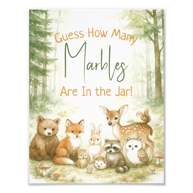 Baby Shower Game Cute Woodland Baby Animals Fotodruck (Vorne)