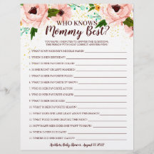Baby Shower Game, das Mommy Confetti Floral kennt