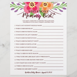 Baby Shower Game, das Mommy Floral kennt