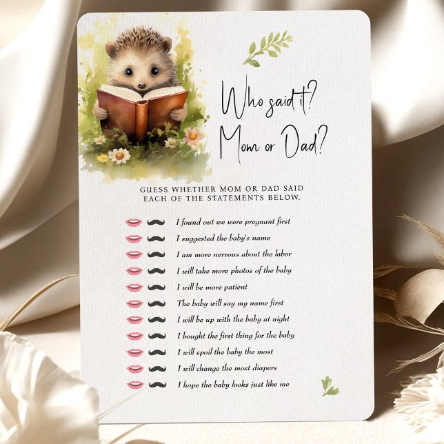 Baby Shower Game Hedehog Wer hat es gesagt? Mama o Einladung (Von Creator hochgeladen)