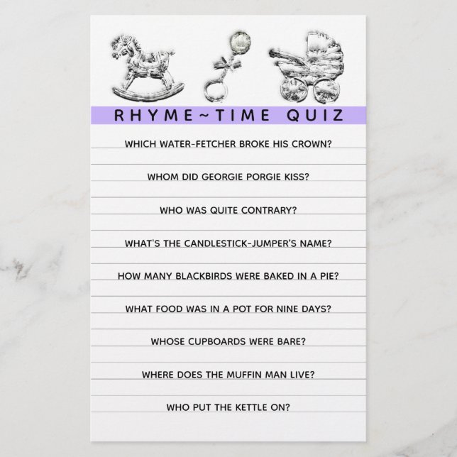 Baby Shower Game Kinderbetreuung Flyer (Vorne)