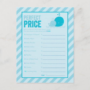 Baby Shower Game - Perfekter Preis - Blauer Wal Einladungspostkarte