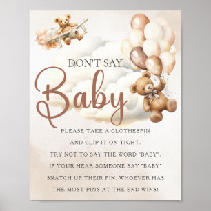 Baby Shower Game SAGT NICHT BABY Bären Balloons Poster