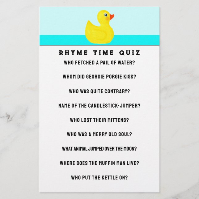 Baby Shower Game Stationery Briefpapier (Vorderseite)