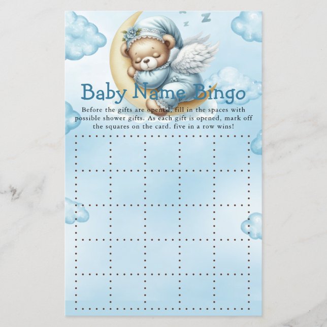 Baby Shower Game Teddy Bear Bingo (Vorderseite)