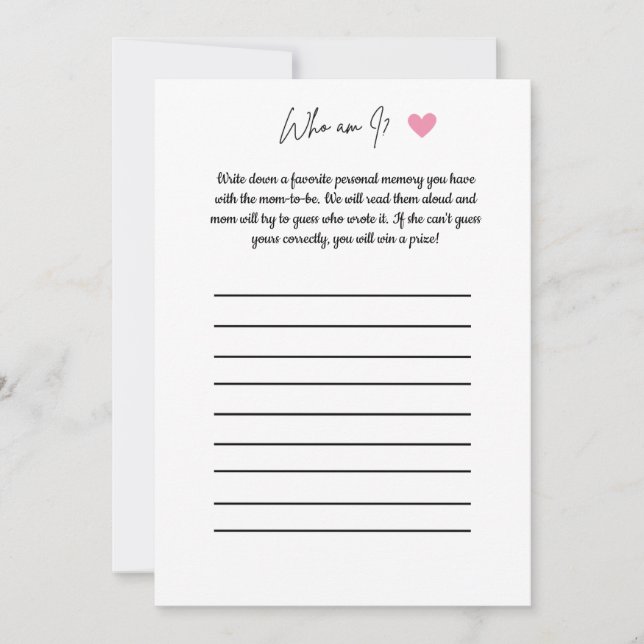 Baby Shower Game - Wer bin ich? Einladung (Vorderseite)