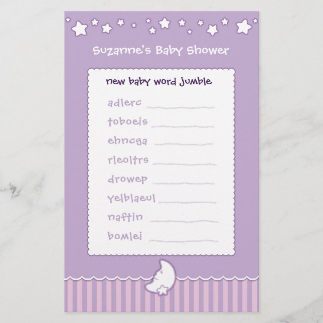 Baby Shower Game - Word Jumble (Vorderseite)