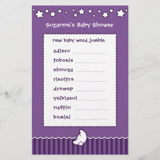 Baby Shower Game - Word Jumble (Vorderseite)
