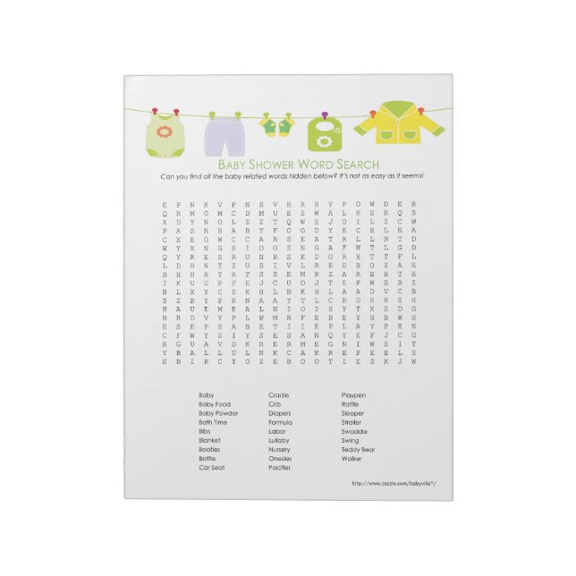 Baby Shower Game Word Search Notepad (neutral) Notizblock (Rotiert)