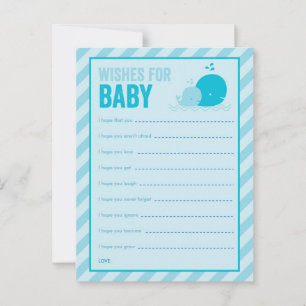 Baby Shower Game - Wünsche für Baby - Blauer Wal Hinweiskarte