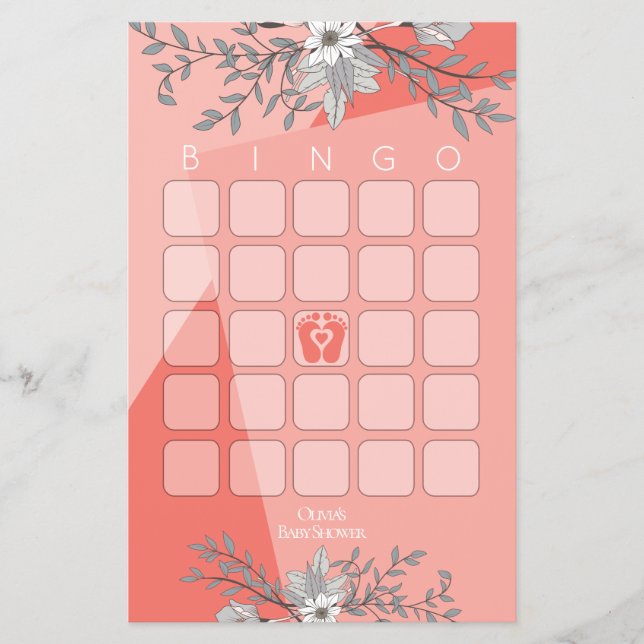 Baby Shower Games Bingo Modern Coral Geometric Flyer (Vorne)