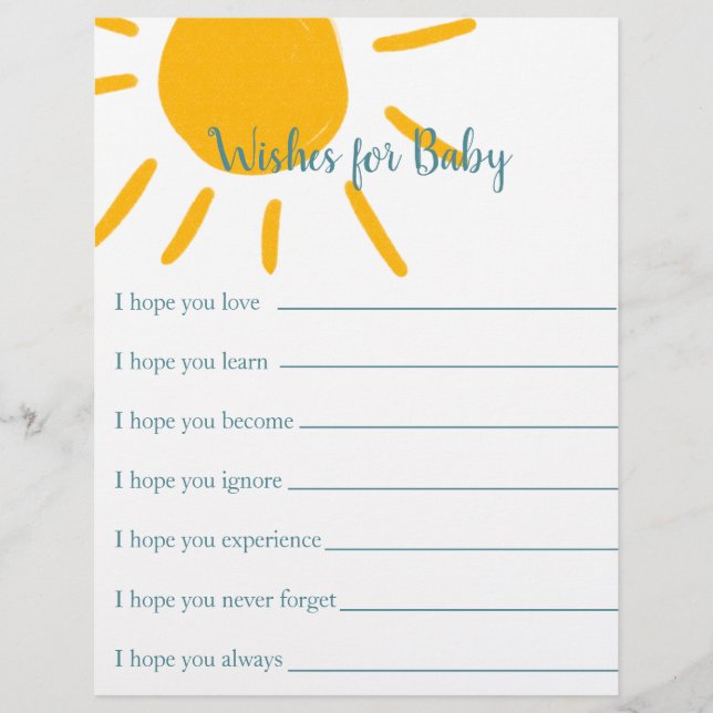 Baby Shower Games für Sie kommt der Sohn Flyer (Vorne)