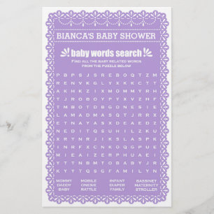 Baby Shower Games im Lila Papel Picado