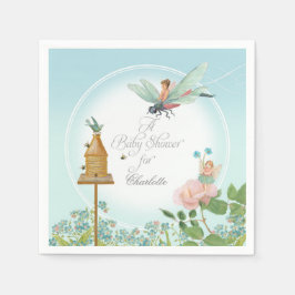 Baby Shower Garden Party Fairy Floral Bee Thema Serviette