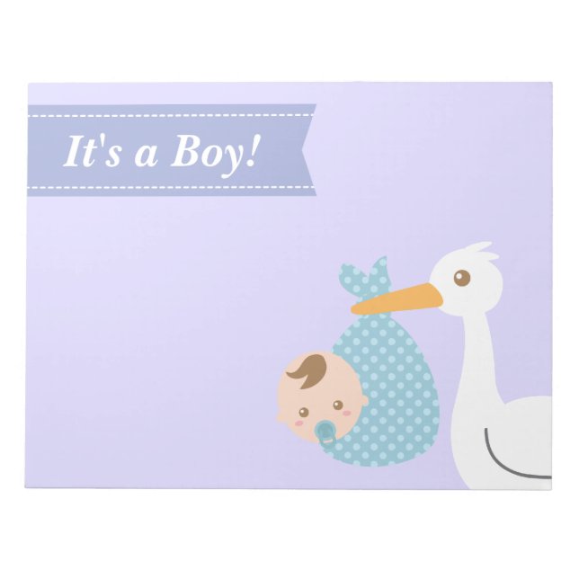 Baby Shower Gastgeschenk - Stork Delivers Baby Boy Notizblock (Vorderseite)
