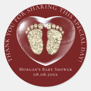 Baby Shower Gefallen Blubble Heart Gold Feet Runder Aufkleber