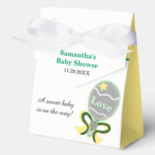 Baby Shower Gelb Grüne Rassel Geschenkschachtel
