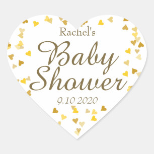 Baby-Shower-Geschenk Golden Hearts Herz-Aufkleber