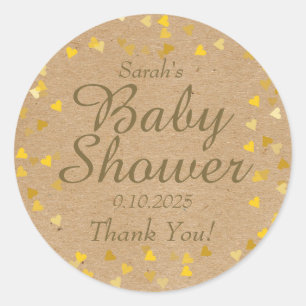 Baby-Shower-Geschenk Golden Hearts Runder Aufkleber
