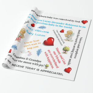 Baby-Shower-Geschenkpapier Baby Ankunft Liebe Herz Geschenkpapier