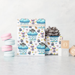 Baby-Shower-Geschenkpapier Hund Katze Mäuse Regenb Geschenkpapier